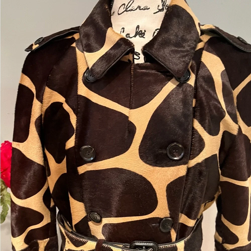 HOLD - Buberry Prorsum Giraffe Calf Hair Trench Coat, RARE, HTF Sz IT48, US6/8 - Picture 11 of 16